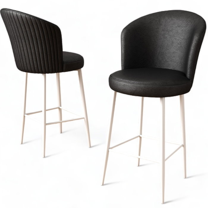 Hanah Home Uras Taburetes de Bar Negro y Blanco (2 Piezas)